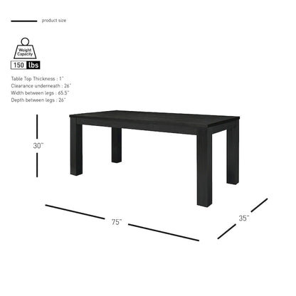 Bedford 75-inch Rectangular Dining Table Square Legs