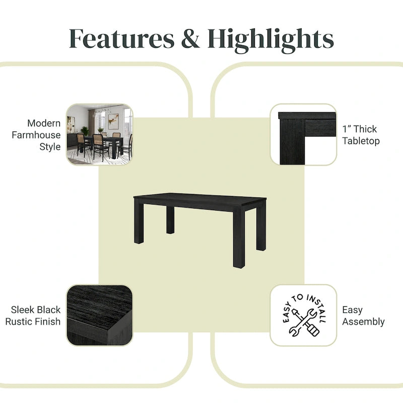 Bedford 75-inch Rectangular Dining Table Square Legs