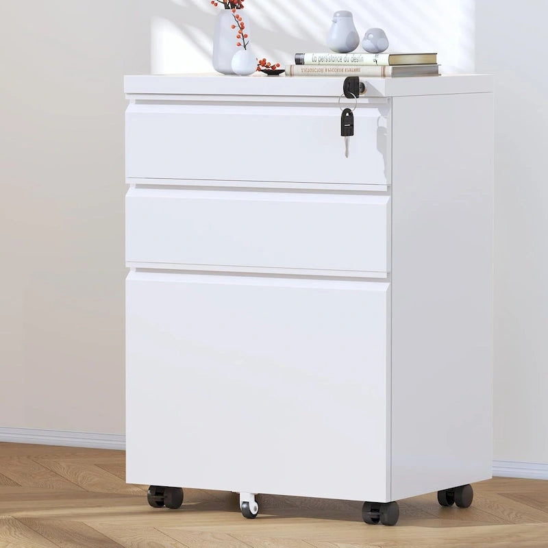 3 Drawer Mobile File Cabinet Lockable Storage Cabinet
