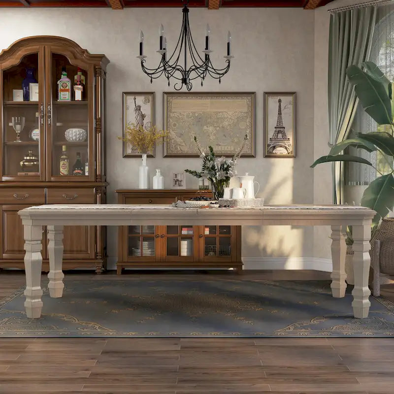 Furniture of America Tani White 100-inch Wood Expandable Dining Table