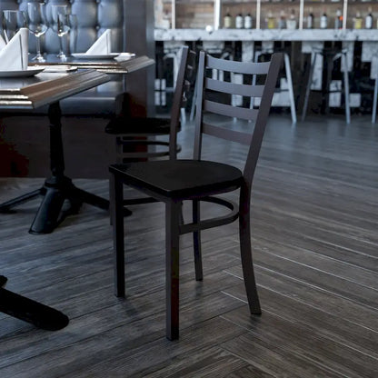 Ladder Back Metal Restaurant Chair - 16.5W x 17D x 32.25H - 16.5W x 17D x 32.25H