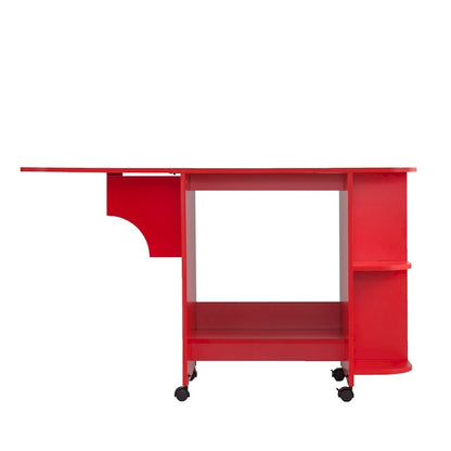 SEI Furniture Eastwick Farmhouse Red Foldable Rolling Sewing Table/ Craft Station