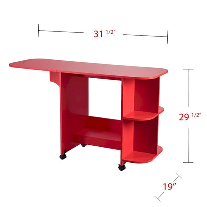 SEI Furniture Eastwick Farmhouse Red Foldable Rolling Sewing Table/ Craft Station