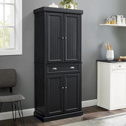 Crosley Seaside Kitchen Pantry in Distressed Black Finish