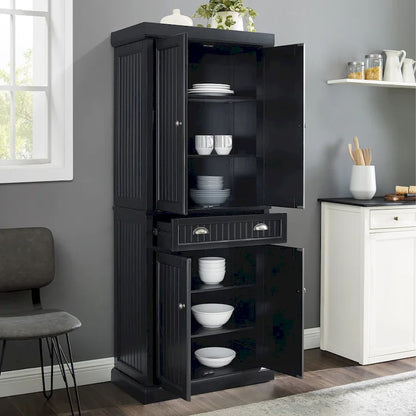 Crosley Seaside Kitchen Pantry in Distressed Black Finish