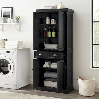 Crosley Seaside Kitchen Pantry in Distressed Black Finish