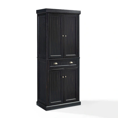Crosley Seaside Kitchen Pantry in Distressed Black Finish