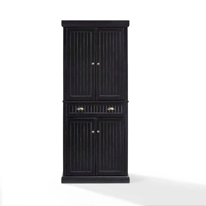 Crosley Seaside Kitchen Pantry in Distressed Black Finish