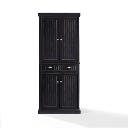 Crosley Seaside Kitchen Pantry in Distressed Black Finish