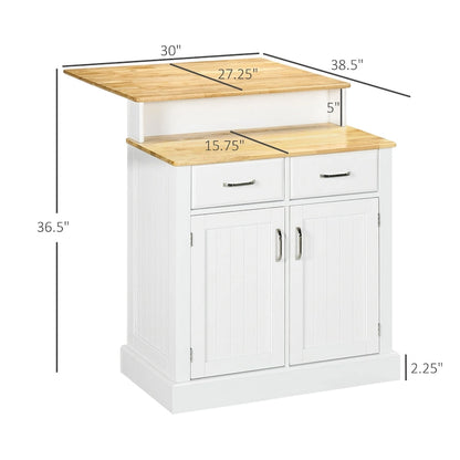 HOMCOM Buffet Cabinet with Storage, Kitchen Sideboard with 2-Layer Wood Countertop, Adjustable Shelves, and Drawers