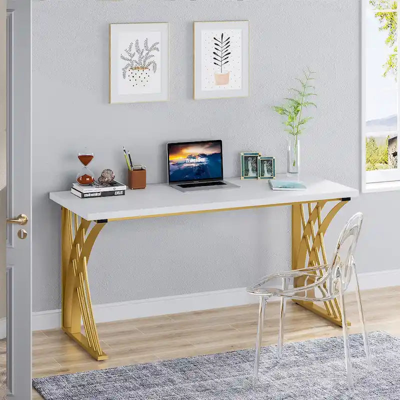 55 inch Modern White Computer Desk