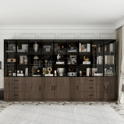 Aluminum and Glass Lighted Cabinet Customizable for Buffet/Bookshelf