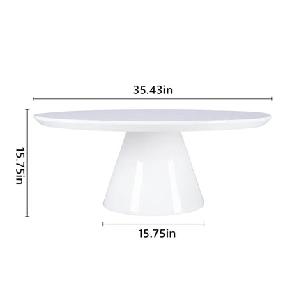 SHYFOY Modern Cone Coffee Table for Living Room, High Gloss Finish, 35.4in Diameter, Black or White