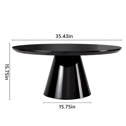 SHYFOY Modern Cone Coffee Table for Living Room, High Gloss Finish, 35.4in Diameter, Black or White