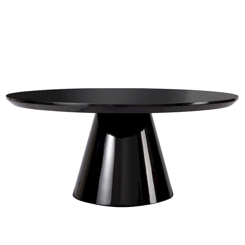SHYFOY Modern Cone Coffee Table for Living Room, High Gloss Finish, 35.4in Diameter, Black or White