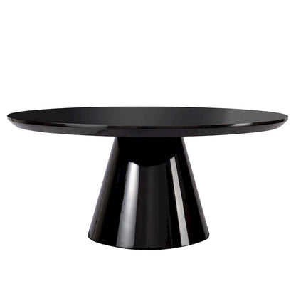 SHYFOY Modern Cone Coffee Table for Living Room, High Gloss Finish, 35.4in Diameter, Black or White