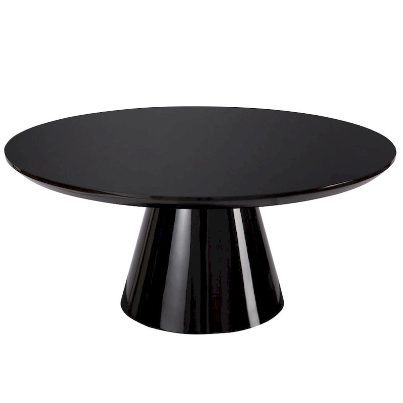 SHYFOY Modern Cone Coffee Table for Living Room, High Gloss Finish, 35.4in Diameter, Black or White