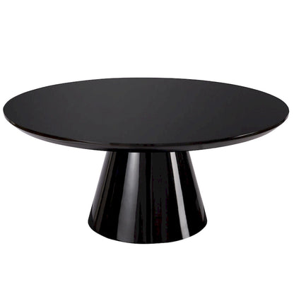 SHYFOY Modern Cone Coffee Table for Living Room, High Gloss Finish, 35.4in Diameter, Black or White