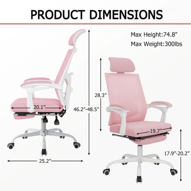Office Chair With Foot Rest Ergonomic Swivel Mesh Task Office Chair