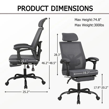 Office Chair With Foot Rest Ergonomic Swivel Mesh Task Office Chair