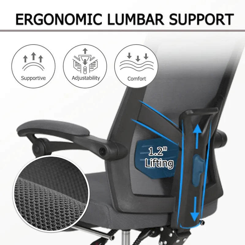 Office Chair With Foot Rest Ergonomic Swivel Mesh Task Office Chair