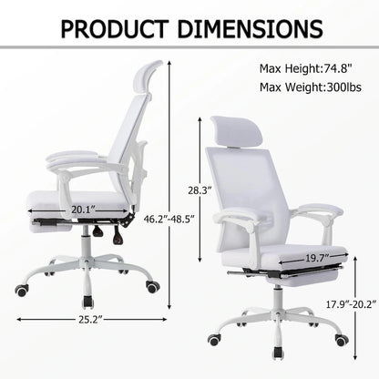 Office Chair With Foot Rest Ergonomic Swivel Mesh Task Office Chair