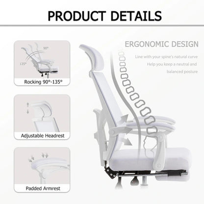 Office Chair With Foot Rest Ergonomic Swivel Mesh Task Office Chair