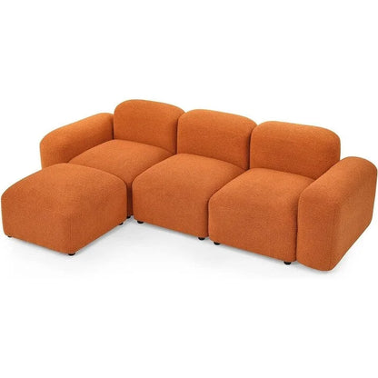 Modern Modular L-Shape Sectional Sofa Set, DIY Combination, 3 Seat Upholstered Couch with Chaise Lounge for Living Room