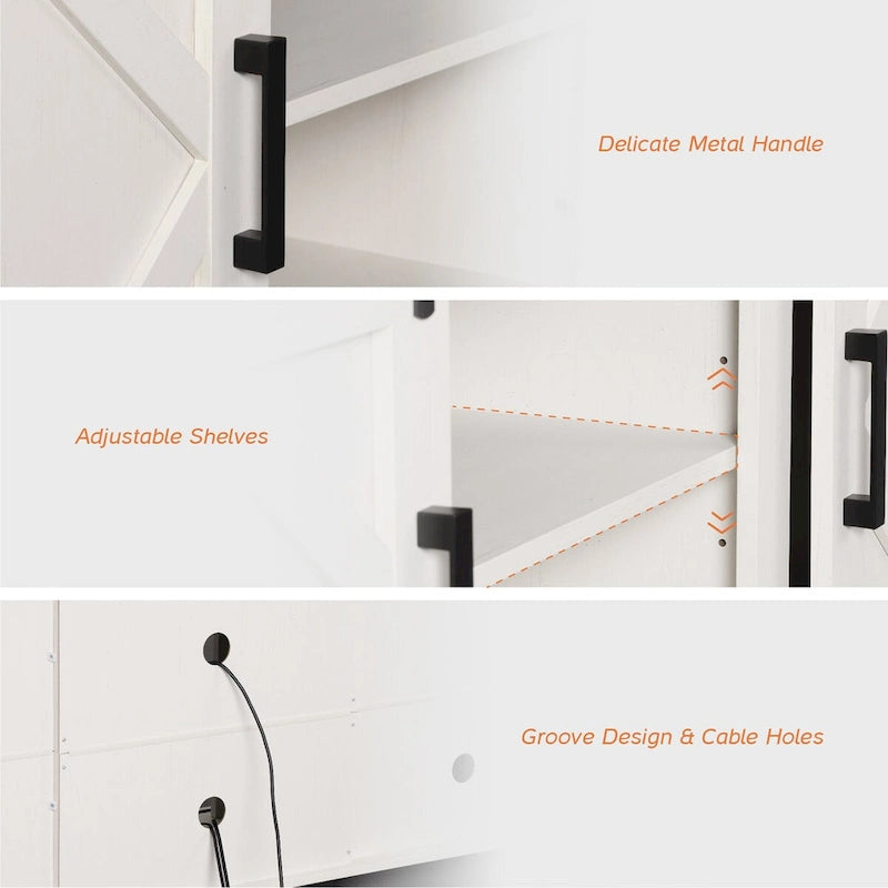 Fireplace TV Stand Farmhouse Sliding Barn Door Entertainment Center