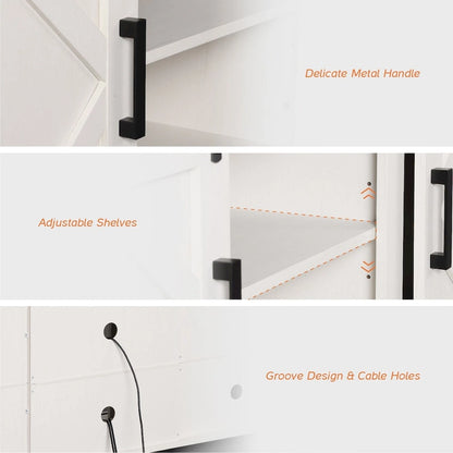 Fireplace TV Stand Farmhouse Sliding Barn Door Entertainment Center