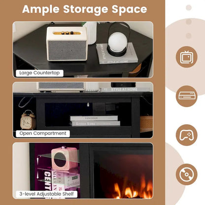 Costway Fireplace TV Stand w/ Led Lights & 18 Electric Fireplace for - See Details