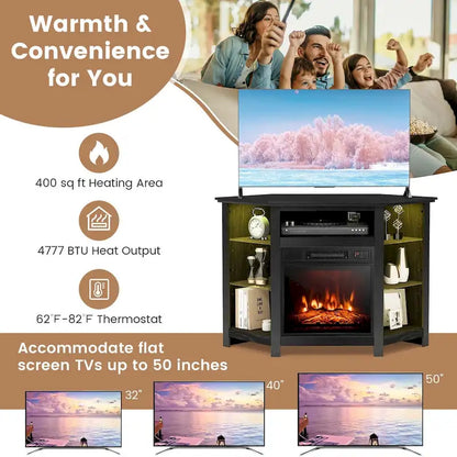Costway Fireplace TV Stand w/ Led Lights & 18 Electric Fireplace for - See Details