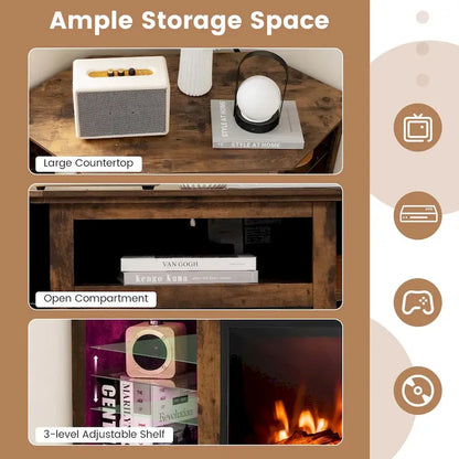 Costway Fireplace TV Stand w/ Led Lights & 18 Electric Fireplace for - See Details