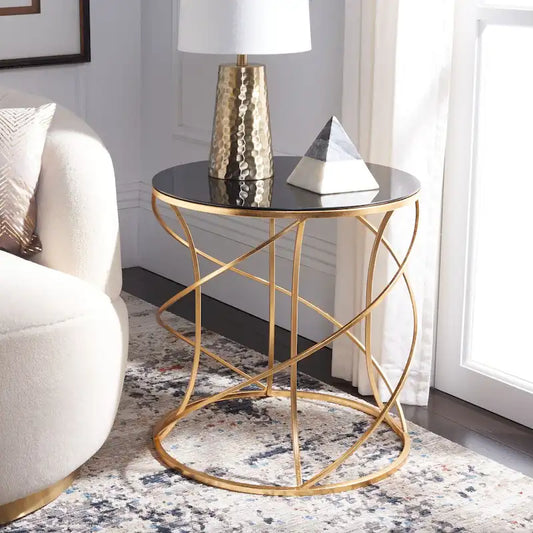 SAFAVIEH Treasures Jeanine Gold/ White Top Accent Table - 20 x 20 x 21.2 - 20Wx20Dx21H