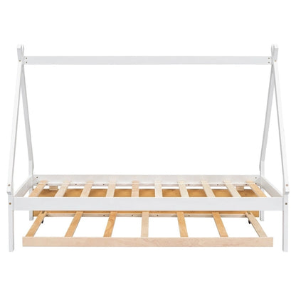 Twin size Tent Floor Teepee Bed with Trundle for bedroom