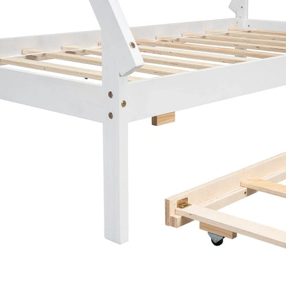 Twin size Tent Floor Teepee Bed with Trundle for bedroom