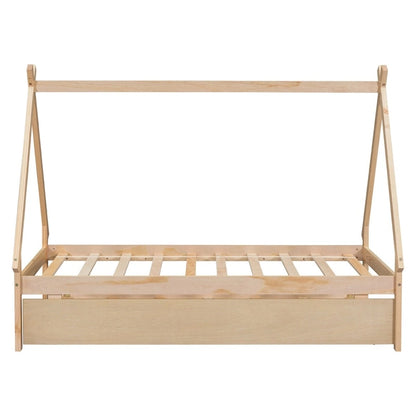 Twin size Tent Floor Teepee Bed with Trundle for bedroom