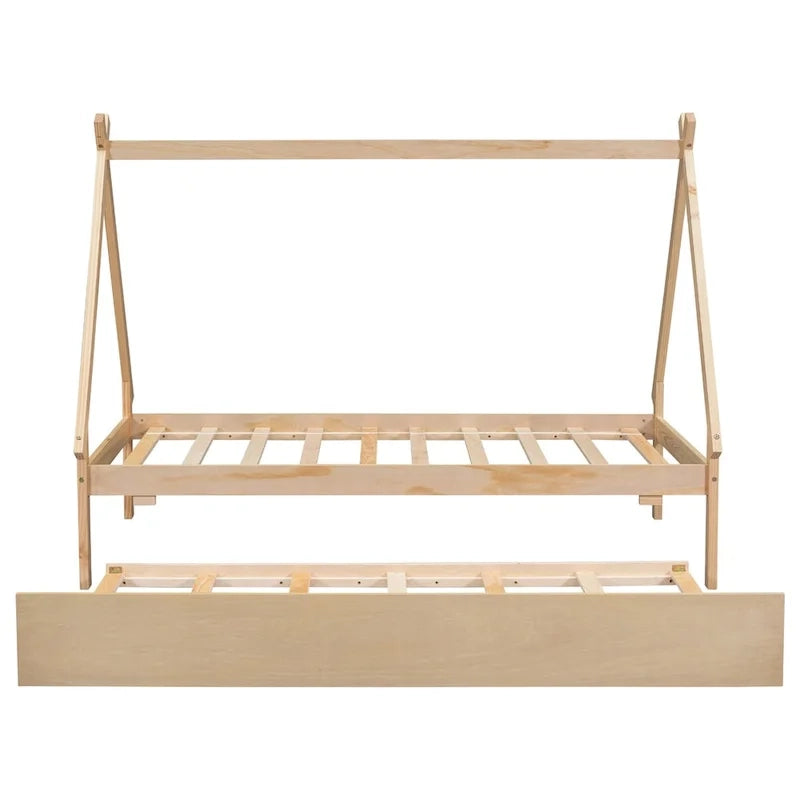 Twin size Tent Floor Teepee Bed with Trundle for bedroom