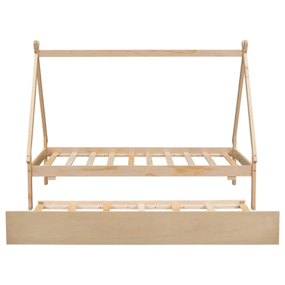 Twin size Tent Floor Teepee Bed with Trundle for bedroom