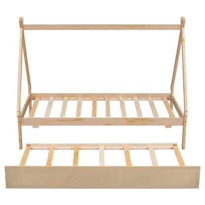 Twin size Tent Floor Teepee Bed with Trundle for bedroom