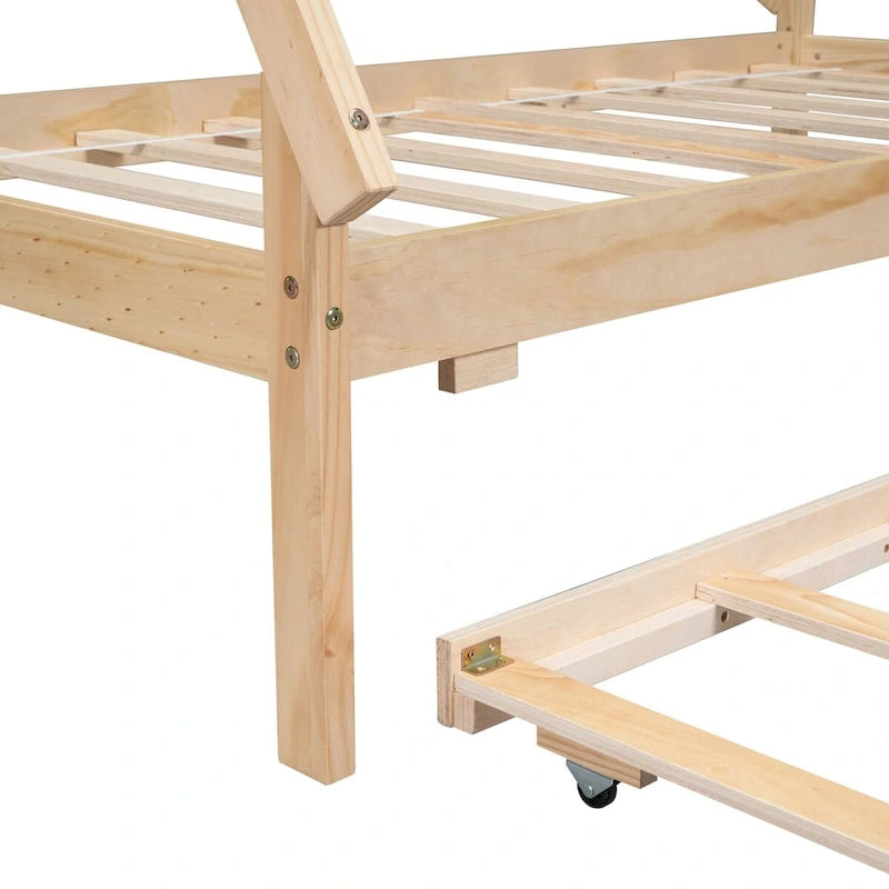 Twin size Tent Floor Teepee Bed with Trundle for bedroom