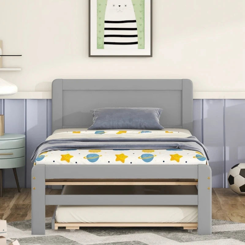 Modern Design Twin Size Platform Bed Frame with Trundle