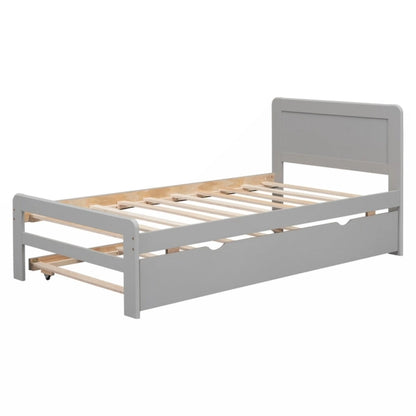 Modern Design Twin Size Platform Bed Frame with Trundle