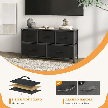 Storage Dresser with 5 Drawers and Anti-Tipping Accessories