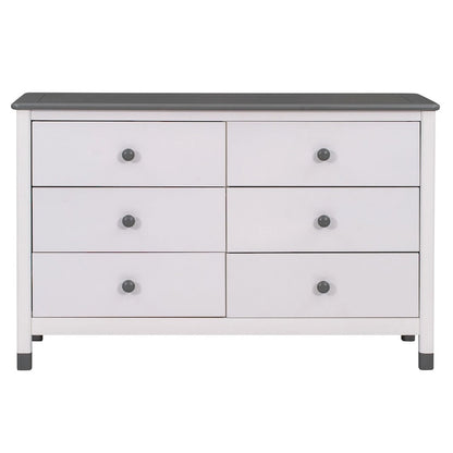 3-Pieces Bedroom Sets Full Size Platform Bed with Nightstand and Storage dresser,White+Gray