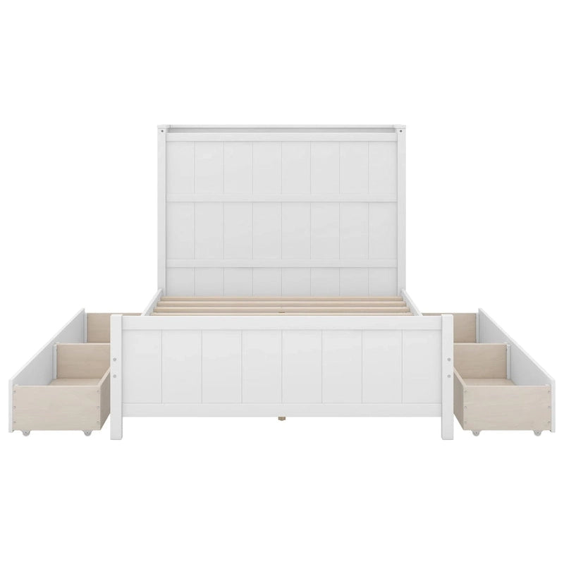 Full Size Platform Bed with Drawers and Storage Shelves
