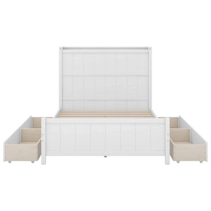 Full Size Platform Bed with Drawers and Storage Shelves