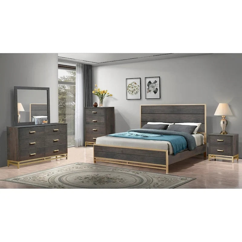 Wedro 3 Piece Dark Brown Rustic Panel Bedroom Set