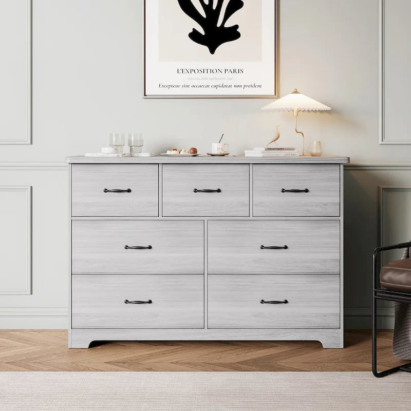 Modern Dresser for Bedroom, 7 Drawer Double Dresser Sideboard