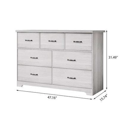 Modern Dresser for Bedroom, 7 Drawer Double Dresser Sideboard